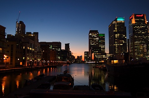 Sunset over Canary Wharf